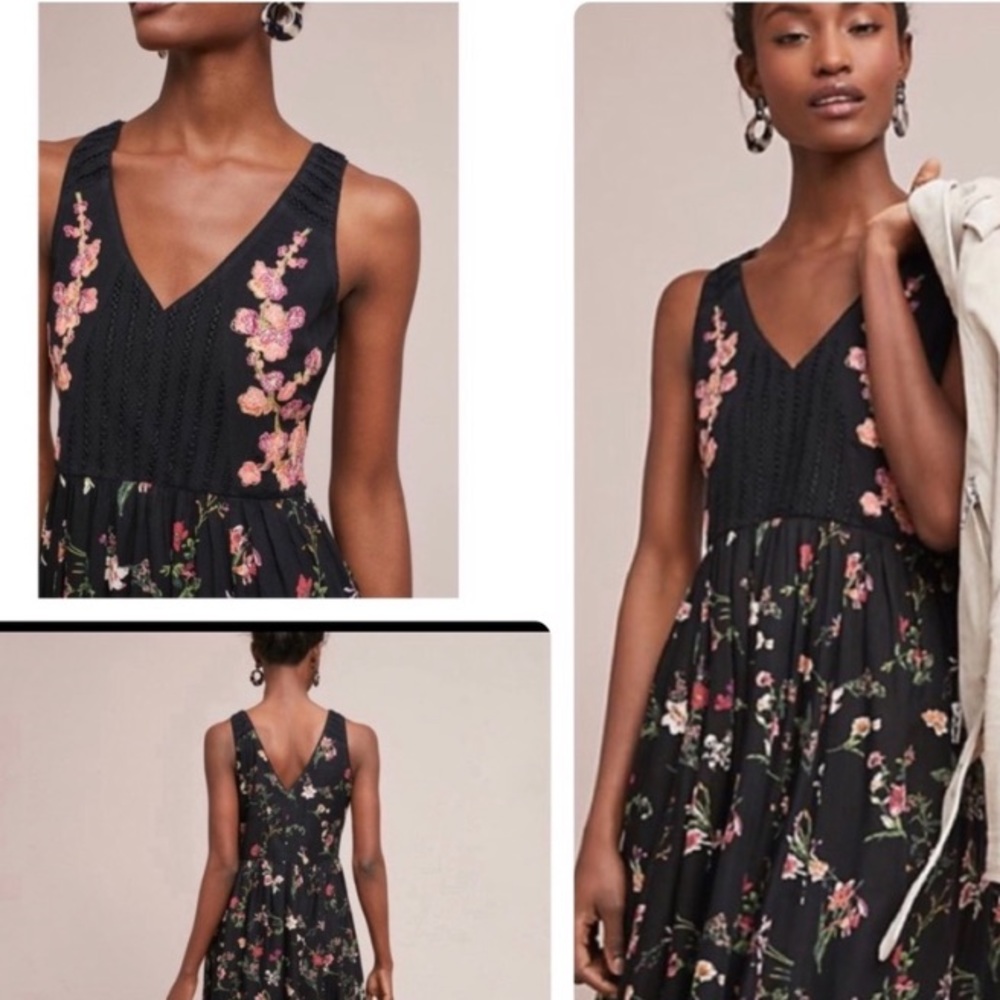 Anthropologie Maeve Lola Embroidered Floral Dress XS